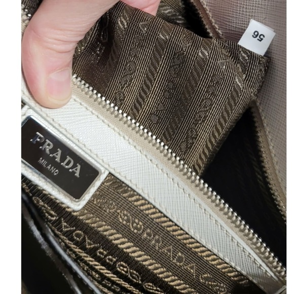 👜🍄🟫 PRADA Saffiano Leather Laptop Tote – Bone / Mushroom 🍄🟫👜 - Picture 13 of 15